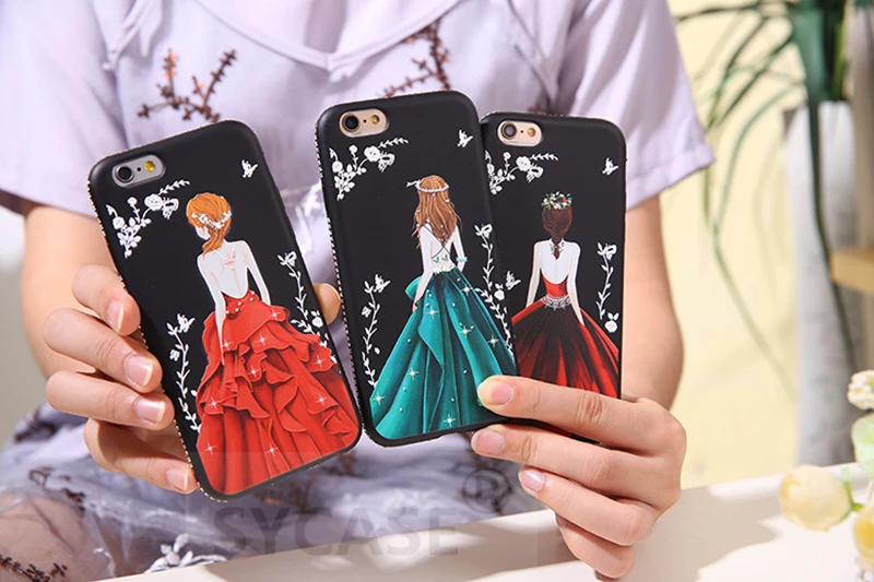 SYCASE красный цвет с тиснением алмаз телефон оболочки женская модель для xiaomi mi4 mi 8 se