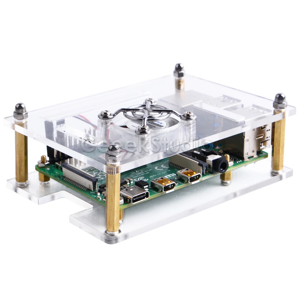 Новинка! Прозрачный/темно-коричневый акриловый чехол для Raspberry Pi 4 модель B, чехол с охлаждающим вентилятором для Raspberry Pi 4B/3B+/3B/2B доска