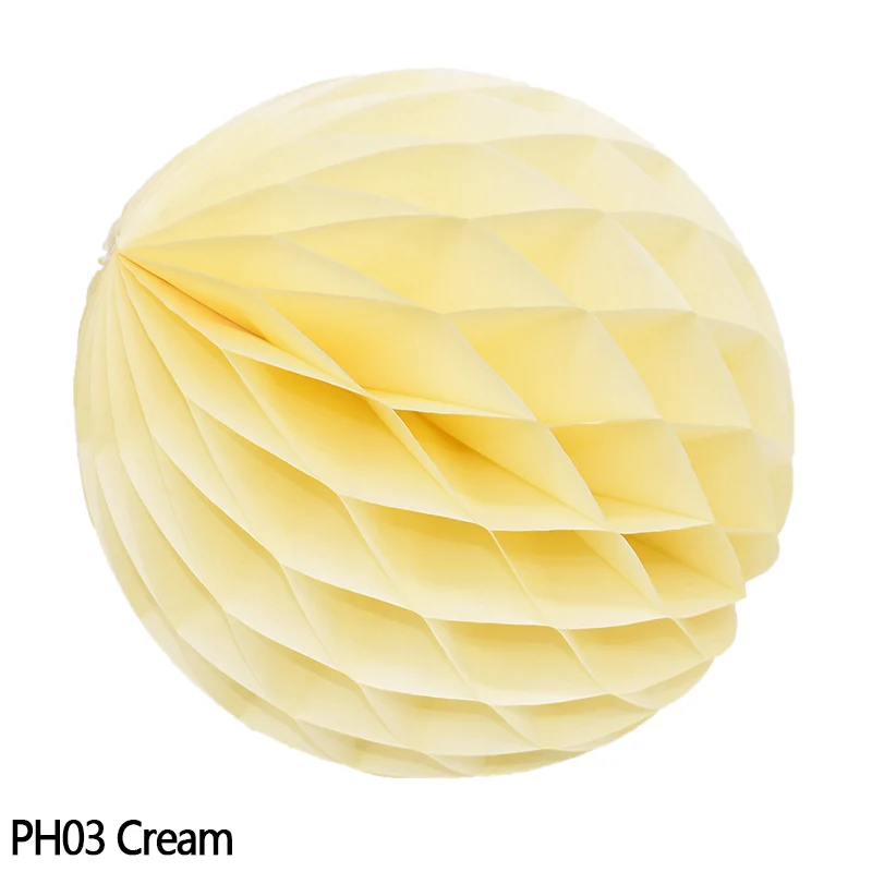 PH03cream 5 шт./2/4/6/8 ''ячеистая структура мяч Бумага цветок Фонари для Одежда для свадьбы, дня рождения ткани Бумага сотовые шары Baby Shower Рождественский Декор - Цвет: PH03cream