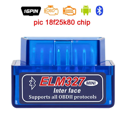 OBD2 BLUE elm327 Чип PIC18F25k80 Супер Мини OBD2 ELM327 V1.5 Bluetooth диагностический инструмент v 1,5 obd2elm 327 работает на Android Крутящий момент PIC код ридер - Цвет: OBD2 BLUE elm327