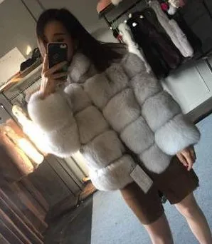 white with black tip UPPIN новейшая трендовая розовая коричневая шуба уличная женская элегантная Шубы из искусственного лисьего меха Толстая теплая зимняя меховая куртка для девочек - Цвет: white with black tip