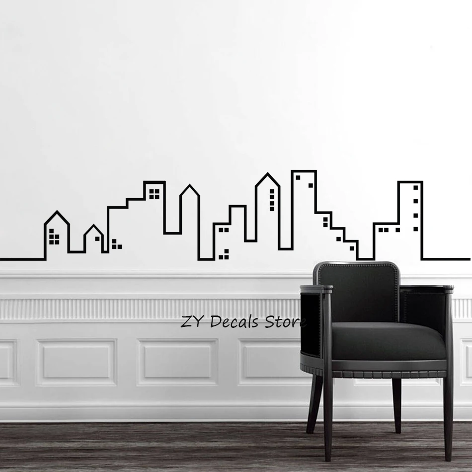 Наклейка на стену City Skyline домашний декор Современная для спальни украшение