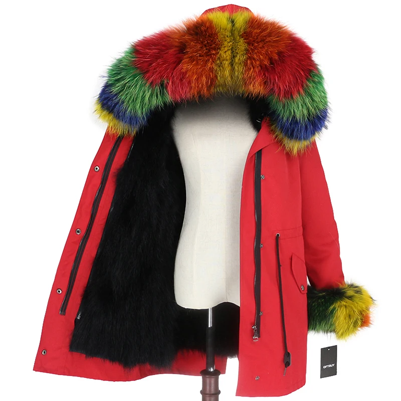 OFTBUY пальто с натуральным мехом енота, капюшон с манжетами, подкладка из лисьего меха, зимняя куртка, Женская длинная парка, водонепроницаемая верхняя одежда, новинка