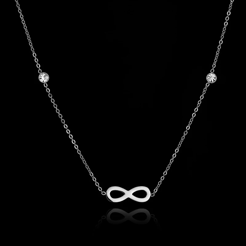 ELSEMODE романтическое бесконечное число 8 ожерелье с кулоном крошечным кубическим
