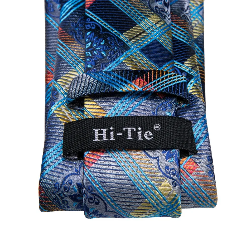 Hi-Tie 100% шелковые мужские галстуки для свадебной вечеринки синий галстук набор