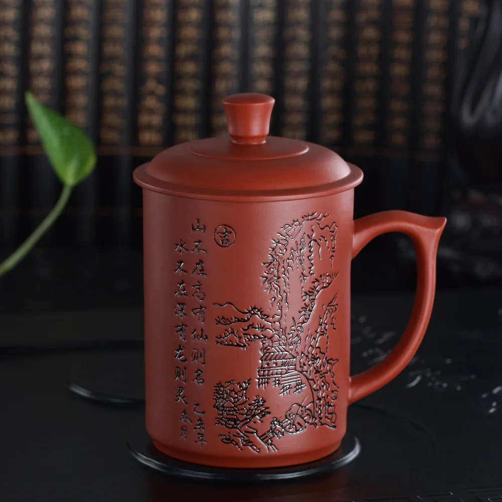 Чайная чашка исинь китайская чайный горшок с рисунком пейзажа из фиолетовой