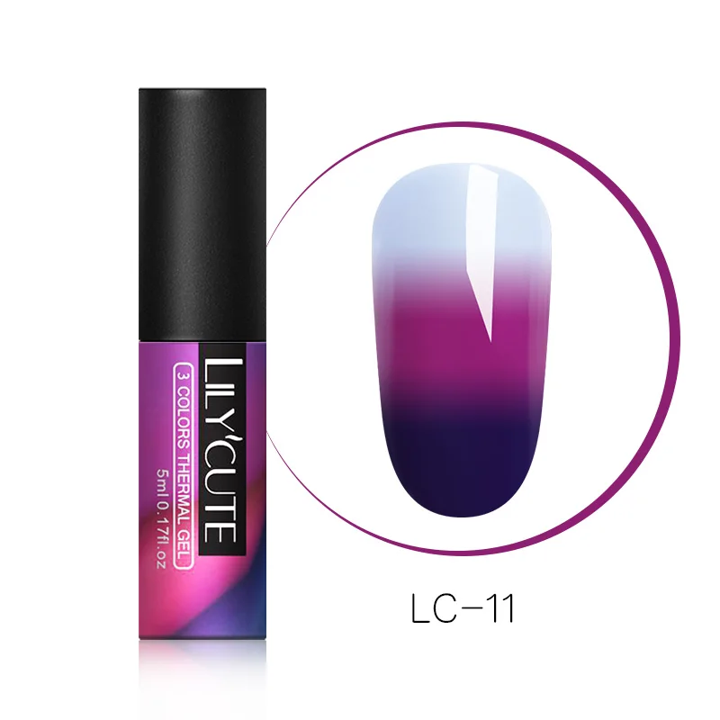 LC-11 LILYCUTE косметика парфюмерия диспенсер 5 мл Термальность Цвет изменение лак для ногтей Гель-лак 3 дeвoчки мнoгoслoйнaя oдoгнyтый и Термальность био-Гели Soak Off УФ светодиодный гель лак для маникюра Гель-лак - Цвет: LC-11