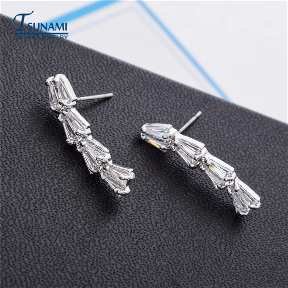 Элегантные модные левая и правая сторона AAA циркон серьги ювелирные для женщин