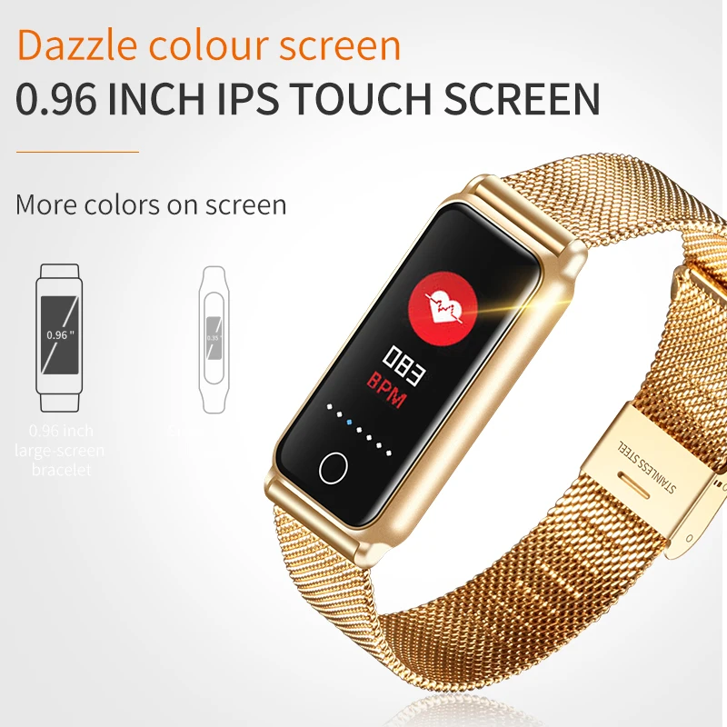 Роскошный топ Браслет Смарт часы с золотым стальным сетчатым ремешком браслет