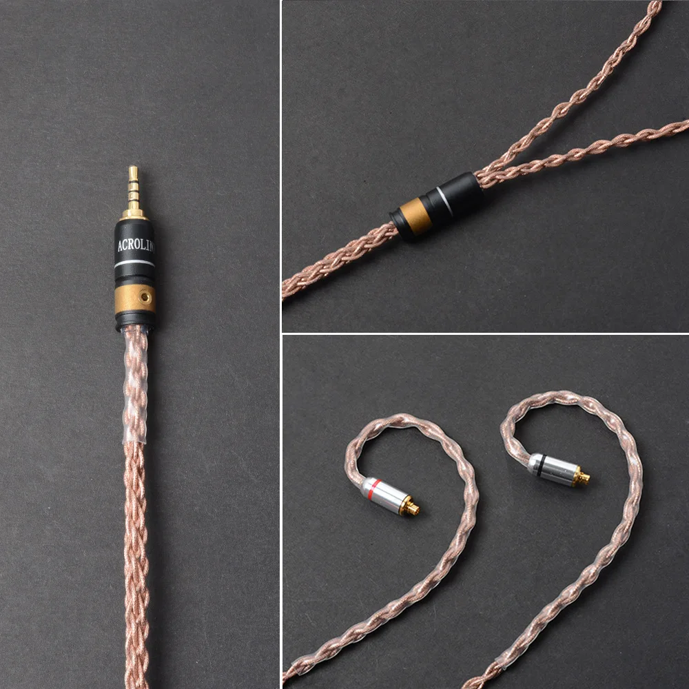 Сделанный на заказ DIY 2,5 мм сбалансированная линия 8 ядер один кристалл Медь Серебро Hifi обновленный MMCX кабель для SE535 SE215 UE900 LZ A4 A5