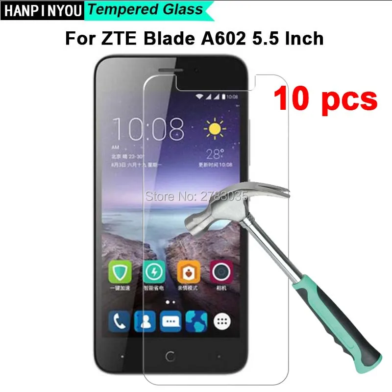 

10 шт./лот для ZTE Blade A602 A 602 BA602 5,5 дюйма твердость 9H 2.5D ультратонкая закаленная стеклянная пленка защита экрана