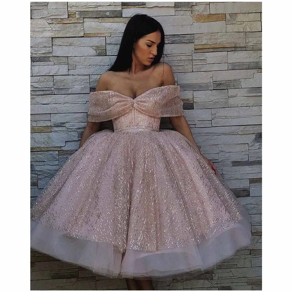 Модные блестящие пышные коктейльные платья длиной ниже колена 2019|Коктейльные