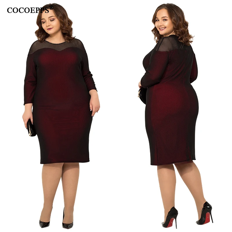 COCOEPPS 5XL 6XL женское Сетчатое платье большого размера плюс сексуальные вечерние винтажные платья элегантные женские бандажные туники большого размера Vestidos