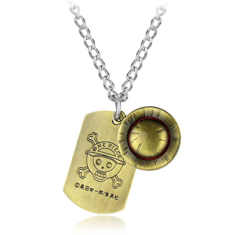Аниме цельное ожерелье соломенная шляпа Луффи и череп логотип собака бирка для