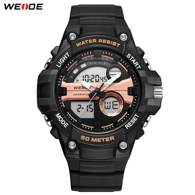 WEIDE спортивные военные роскошные часы цифровой продукт 50 метров водонепроницаемые кварцевые аналоговые Мужские наручные часы - Цвет: WA3J8010-6C