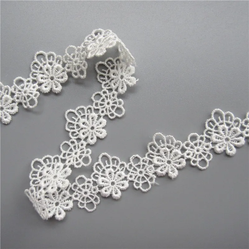 2 ярда винтажная белая Полиэстеровая Цветочная вышивка кружевная отделка лента