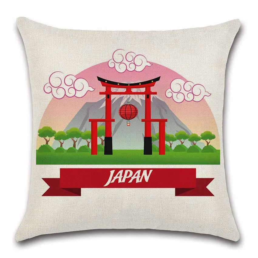 Чехол для подушки в японском стиле с художественным рисунком волновой журавль fuji