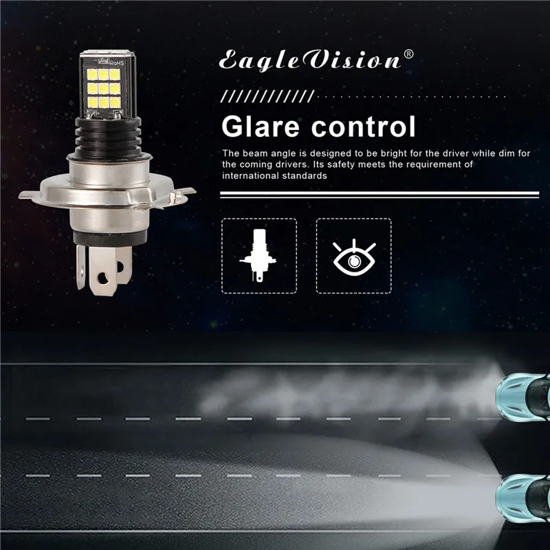 WUPP Противотуманные фары 2 шт. H4 9003 3030 24 SMD Автомобильные светодиодные Вт 6000K RGB