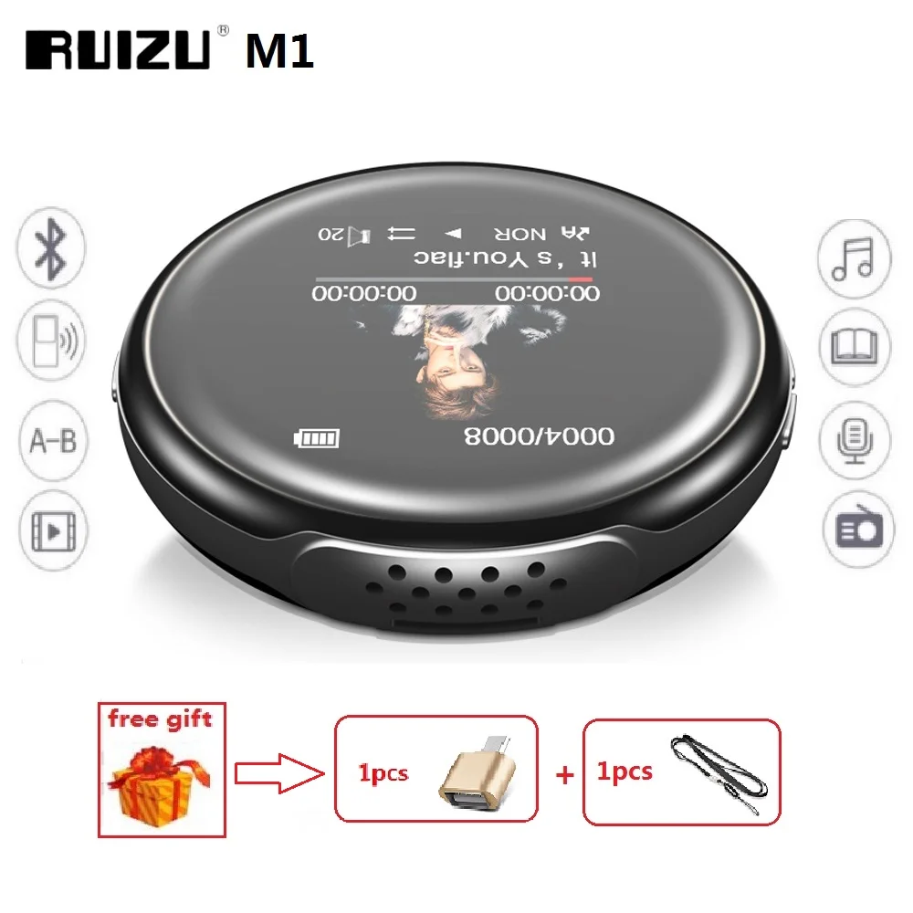 Новейший MP3 плеер RUIZU M1 Bluetooth спортивный мини Портативный аудио 8 ГБ с Built in