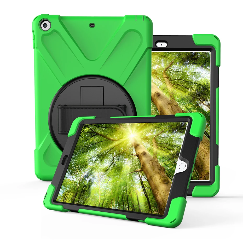 360 Вращающаяся подставка чехол для iPad 9,7 дюймов с ручным ремешком Броня защитный ударопрочный полный защитный чехол