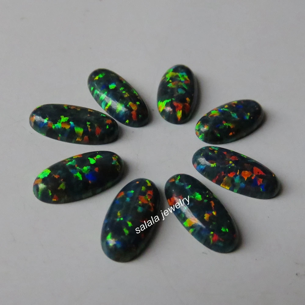 Овальный опал оп32 черный синтетический огненный овальный кабошон 50 шт./лот 6x12