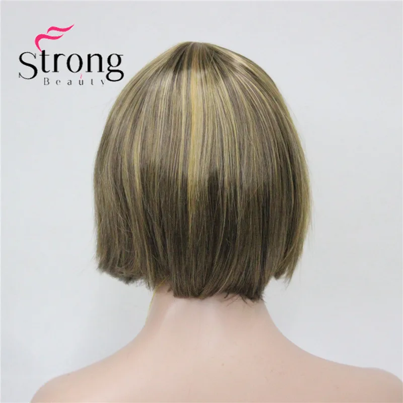 StrongBeauty женский короткий боб прямой блонд полный синтетический парик для повседневной носки