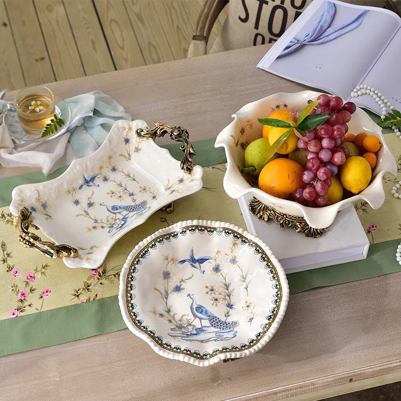 Керамическая тарелка для фруктов в Европейском стиле современный модный простой