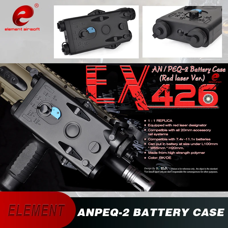 عنصر الادسنس التكتيكية مضيا PEQ-2 صندوق علبة البطارية لا وظيفة الليزر الأحمر ANPEQ-2 Airsoft صندوق سلاح ضوء EX426