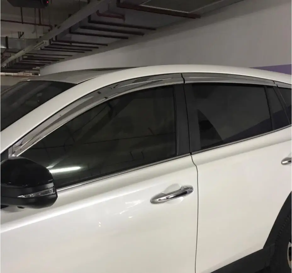 

ABS Chrome plastic Window Visor Vent Shades Sun Rain Guard car accessories for Toyota RAV4 RAV-4 2013-2016-2018 2019 car styling