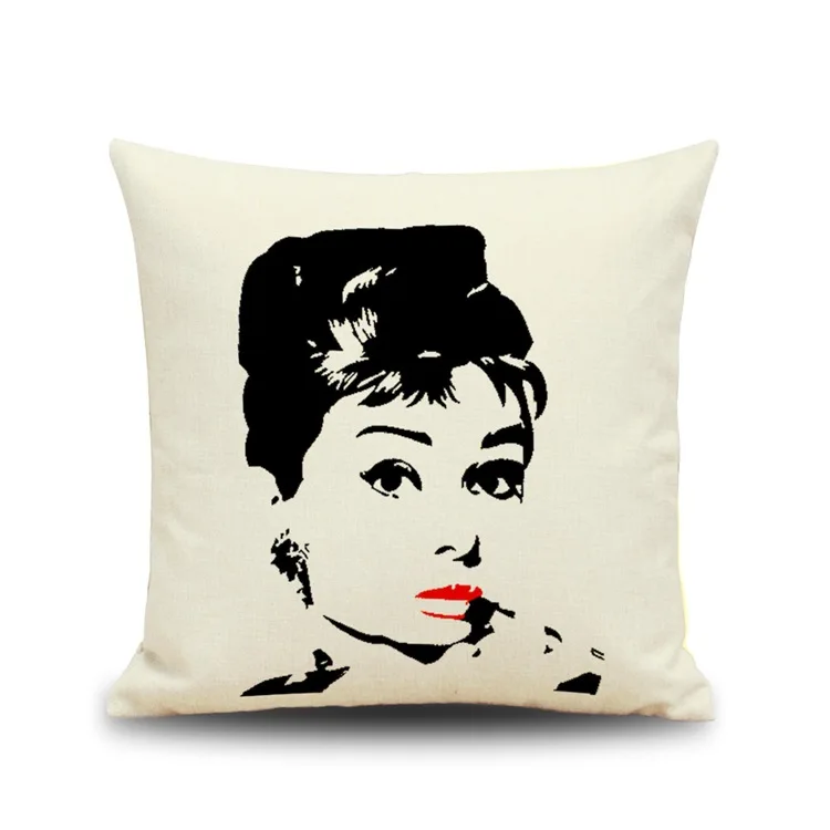Горячая Распродажа Подушка милая Мэрилин Монро и Одри Хепберн алмофadas 45x45 см