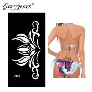 Glaryyears, 1 шт., HN-CF62 трафарет для татуировок из хны, растительный узор, рисование пастой, женский боди-арт, трафарет для татуировок, сексуальный продукт, водонепроницаемый