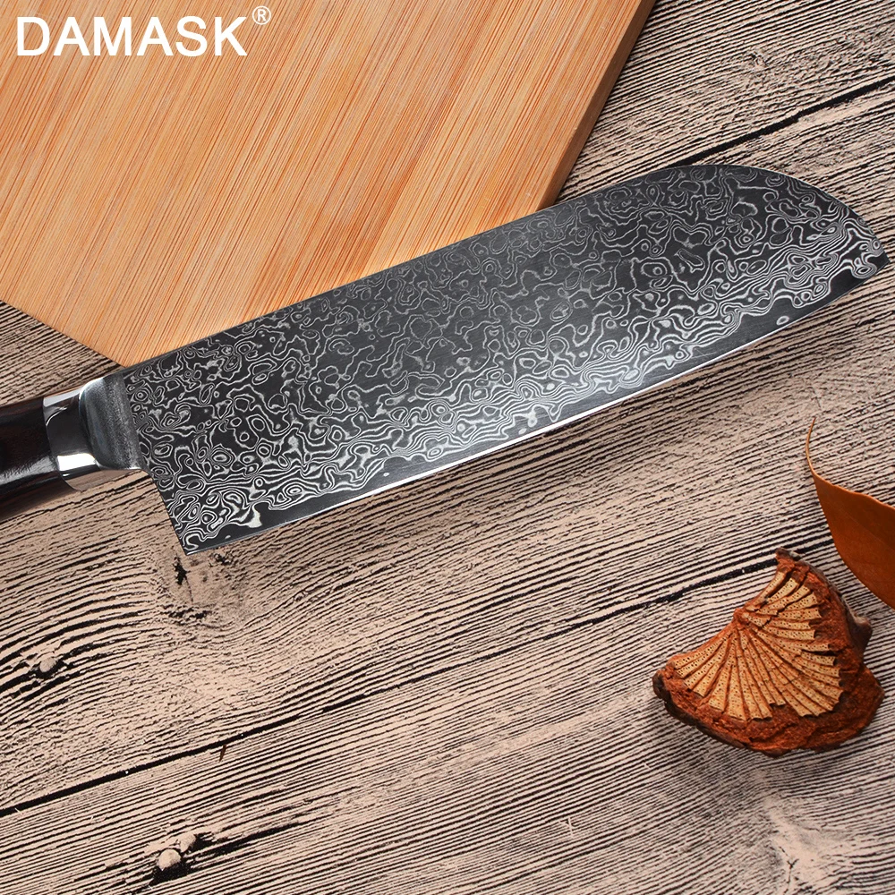 DAMASK набор кухонных ножей из Дамаска 8 дюймов шеф повар Santoku 5 Универсальный нож