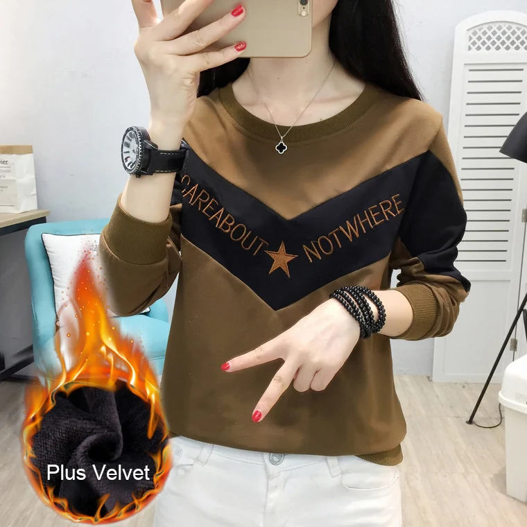 BIBOYAMALL осень 2018 г. Женская футболка теплые повседневное для женщин рубашка зимняя