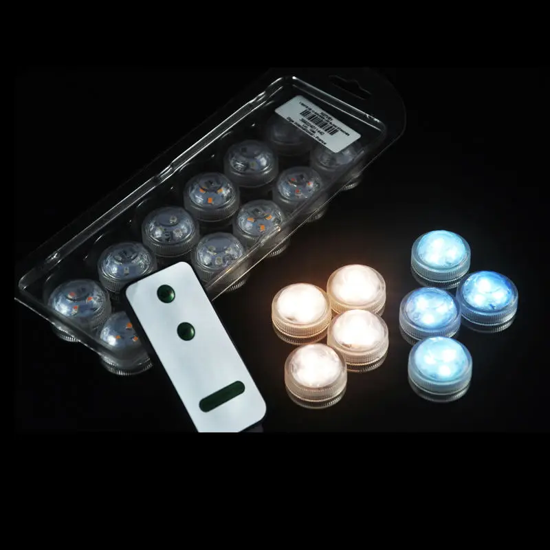 

10pcs Wedding Decoration Remote Control Submersible LED Party Tea Table Mini Light With Battery For Marriage Halloween Christmas