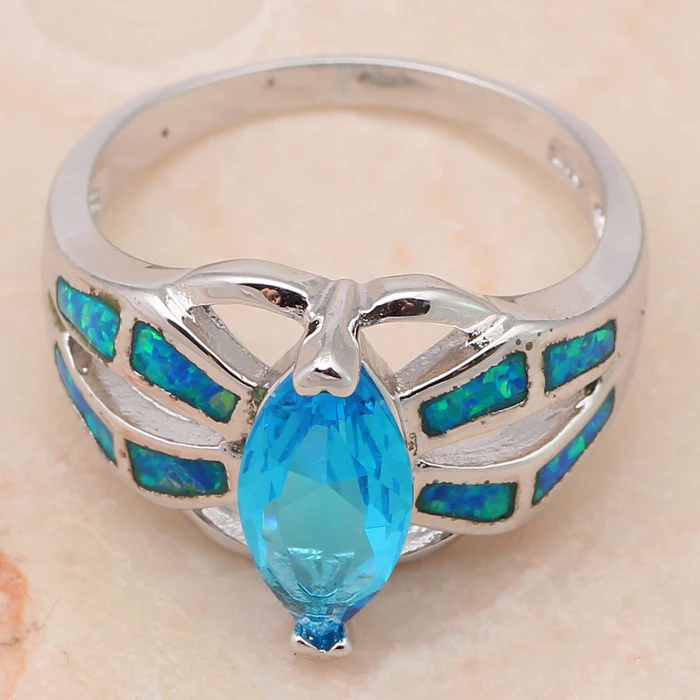 Лидер продаж модные брендовые серебро штамп ювелирные изделия Синий Opal