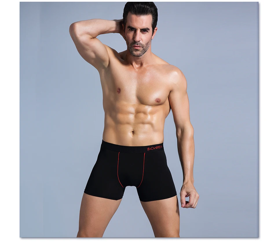 BONITOS Boxer 4pcs/pack Underpants Men Underwear Soft Cotton Calvin Boxer Shorts Sexy under wear Men Panties Calecon Homme Gay