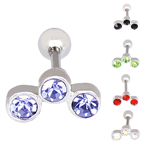 1 Pc Women Rhinestone Tragus Cartilage Stud Short Barbell Body Piercing Earring | Украшения и аксессуары