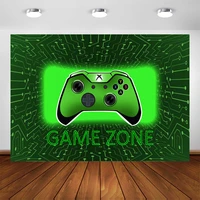 game party backdrop game zone green electronic entertainment background video xbox keyboard controller gaming birthday banner