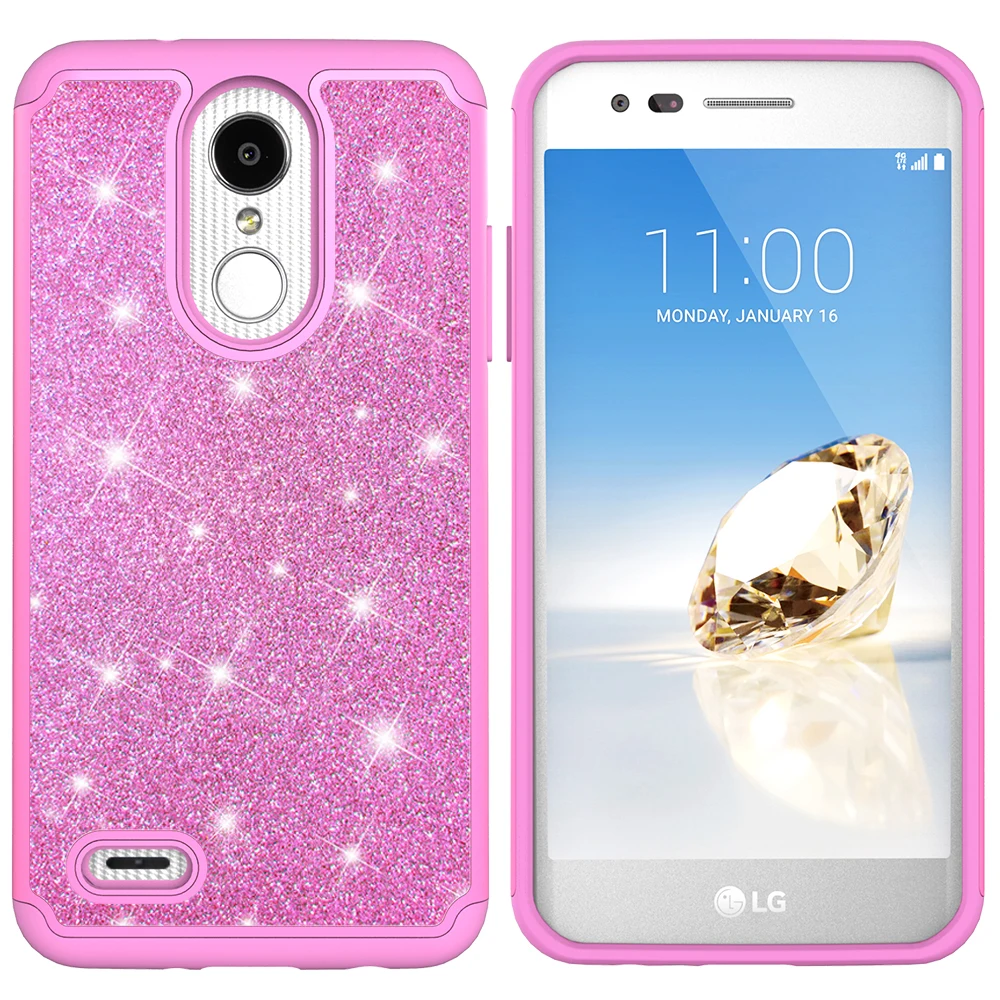 HYAZLZ Case for LG Aristo 2 K8 K10 V30 2018 K30 Glitter Silicone PC Back Cover X Power2 ThinQ K20 Plus Stylo 4 |