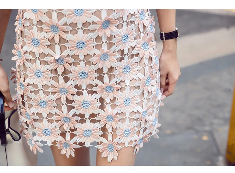 Высокое качество Автопортрет женское цветочное открытое кружевное платье 2017