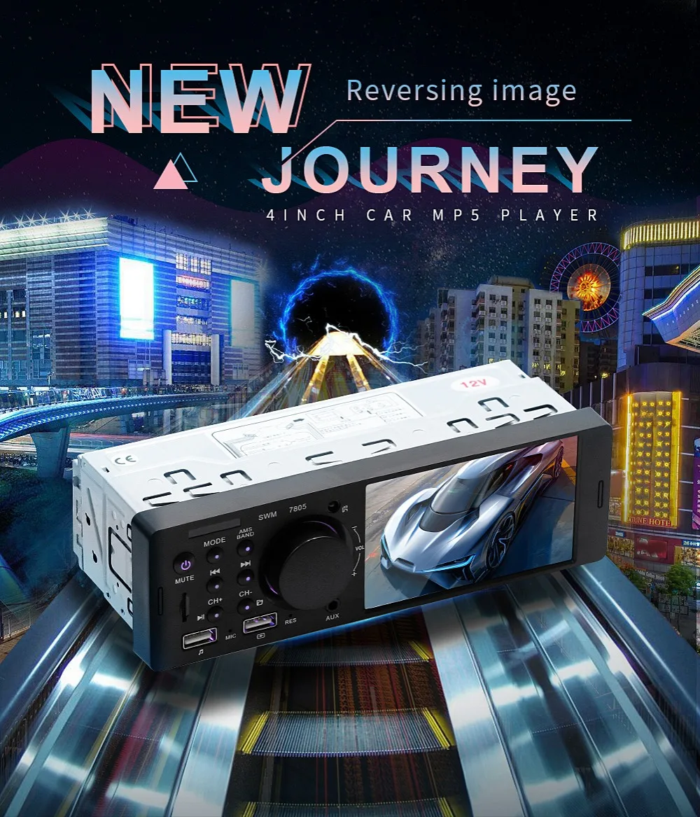 Автомобильный аудио автомобильный Радио 1 din Поддержка камеры заднего вида Bluetooth