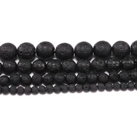 1strandlot natural stone black rock lava beads 4681012 mm round loose spacer bead for diy jewelry making bulk wholesale