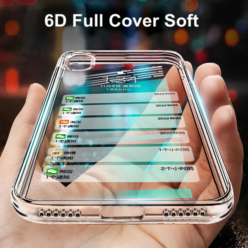 Ультратонкий Мягкий чехол из ТПУ для iPhone 6 6S 7 8 Plus прозрачный с полным покрытием X XS