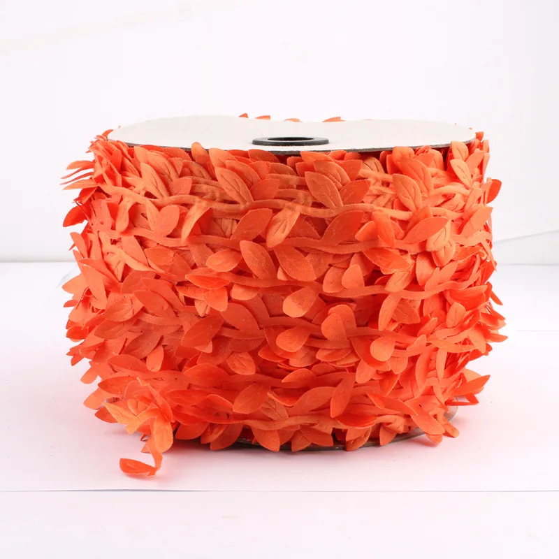 1Yd/5Yds/10Yds 10 цветов винтажный мягкий лист кружевная отделка горячая лента для продажи прессованная швейная одежда аксессуары аппликация ремесла Отделка - Цвет: Оранжевый