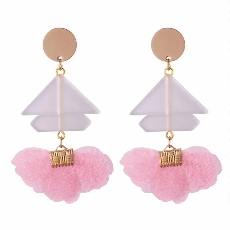 TONGKWOK Bohemia Exaggeration Dangle Earrings For Women Silk Thread Tassel Flower Long Chandelier #131268 | Украшения и