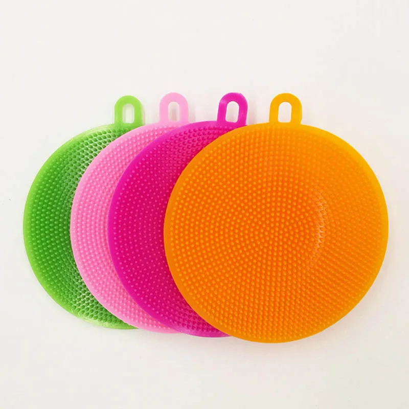 4pcs Random color Многофункциональная силиконовая щетка для мытья посуду блюдо ткани Толстые посуда чистящее средство для чистки Кухня стирки ткань 8 цветов - Цвет: 4pcs Random color