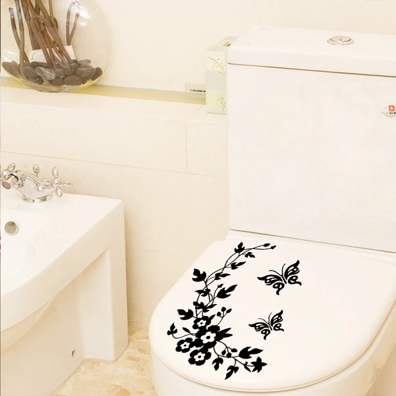 

Black Classic Butterfly Flower Home Wedding Wall Stickers For Living Room Kitchen Bathroom accessories Mural Art home Decor