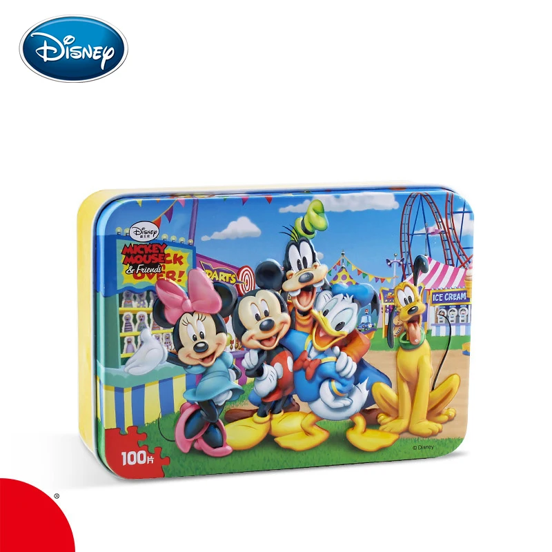 Дисней железный ящик головоломка деревянные игрушки Раннее Обучение 60 шт. Микки