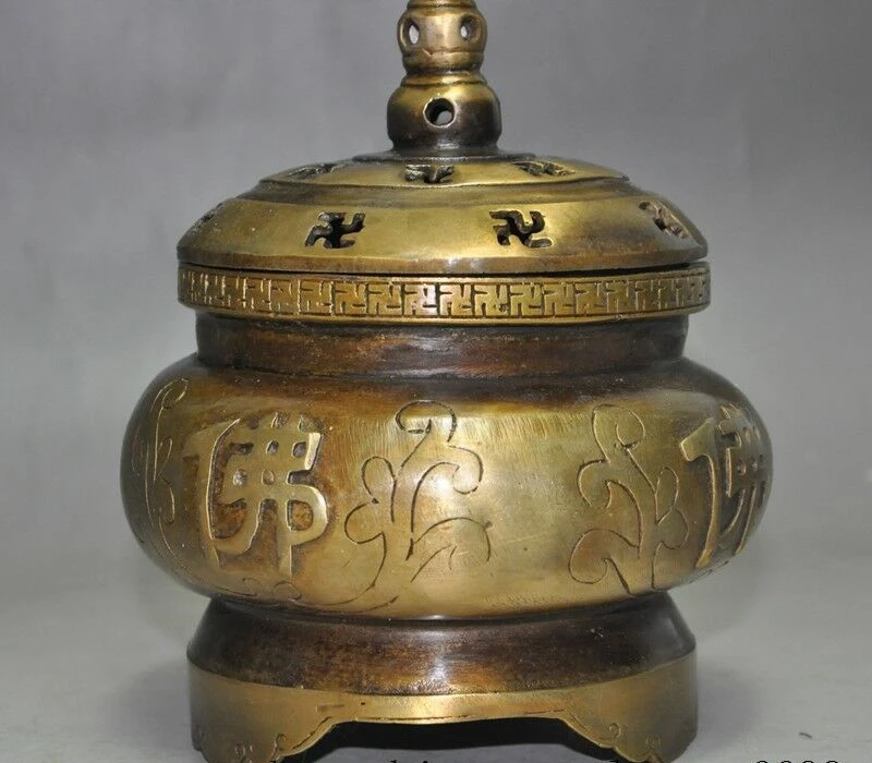 Отмеченный старый китайский буддистский храм бронзовая курильница для