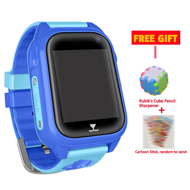 Blue-GIFT Умные детские часы M06, gps, водонепроницаемые, IP67, умные часы, gps телефон, 1,44 дюймов, цветной сенсорный экран, SOS, умные детские gps часы VS Q90 Q360 - Цвет: Blue-GIFT